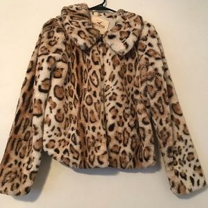 Cheetah Faux Fur Bomber Jacket